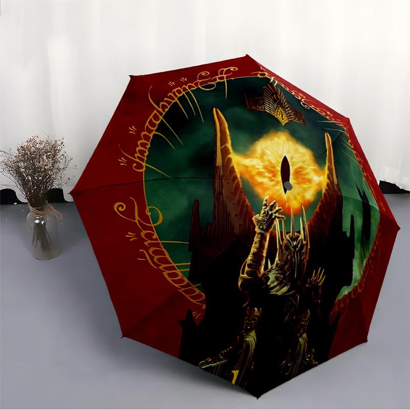 1pc Lord of the Rings Automatic Folding Umbrella - Compact 8-Rib Design, Durable Plastic & Iron, Daily Use F104027