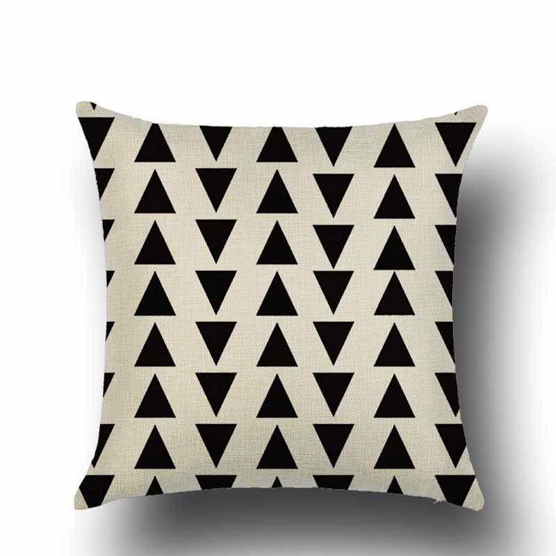 Nordic Black and White Geometric Pattern Linen Pillowcase Modern New American Triangle Abstract Style Sofa Pillow