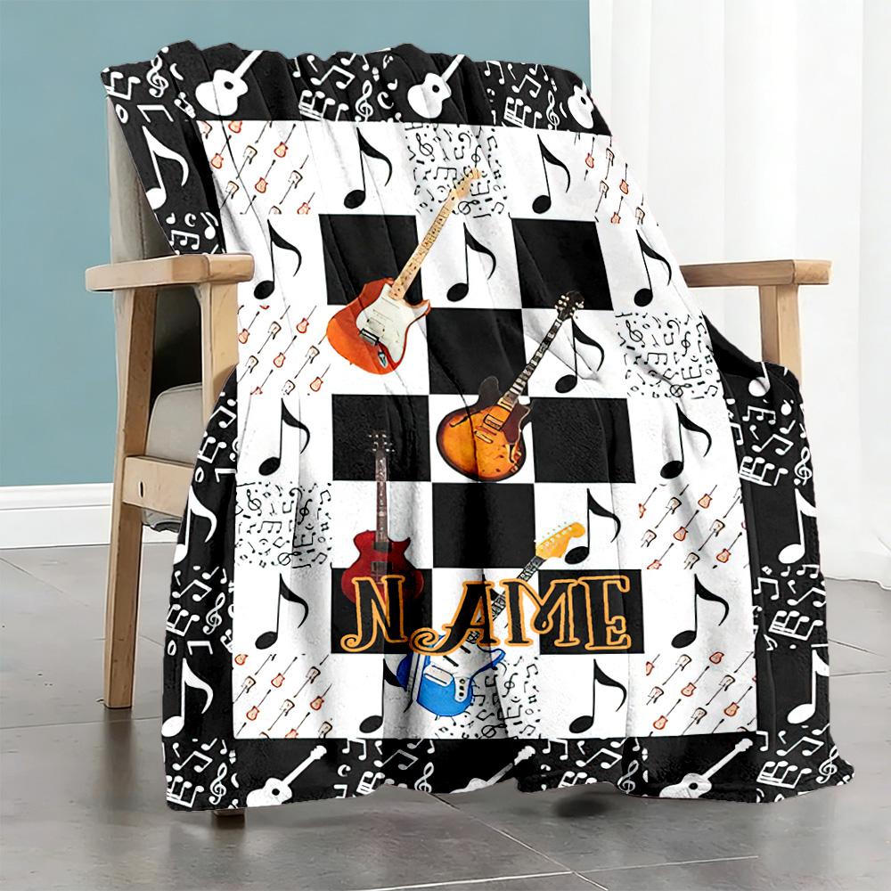 Guitar565 Personalized Name Blanket Lightweight Personalized Blanket Warmthful Decor Suitable for Home Decor Chair Office Chair Living Room
