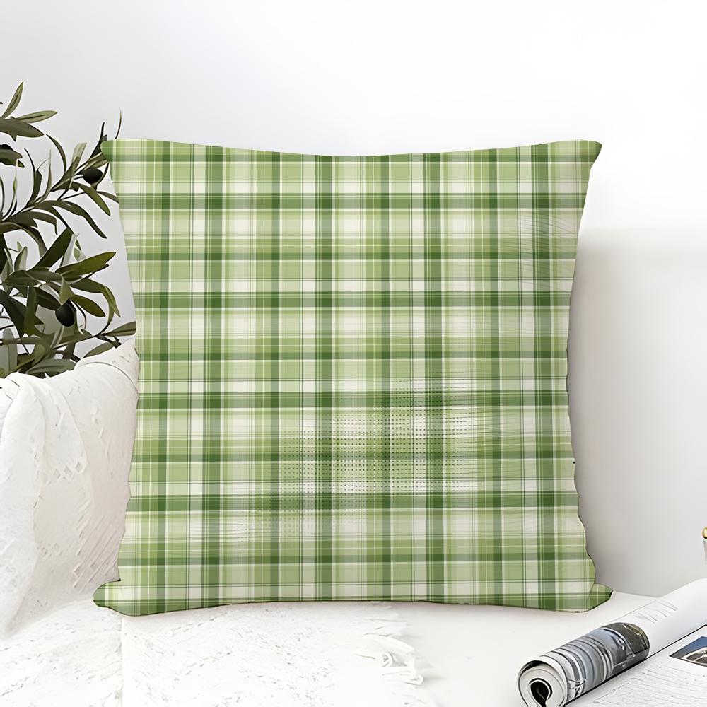 Retro grünes Karomuster Kissenbezug Leinenkissenbezug Sofa Heimdekoration Kissenbezug Kissenhülle