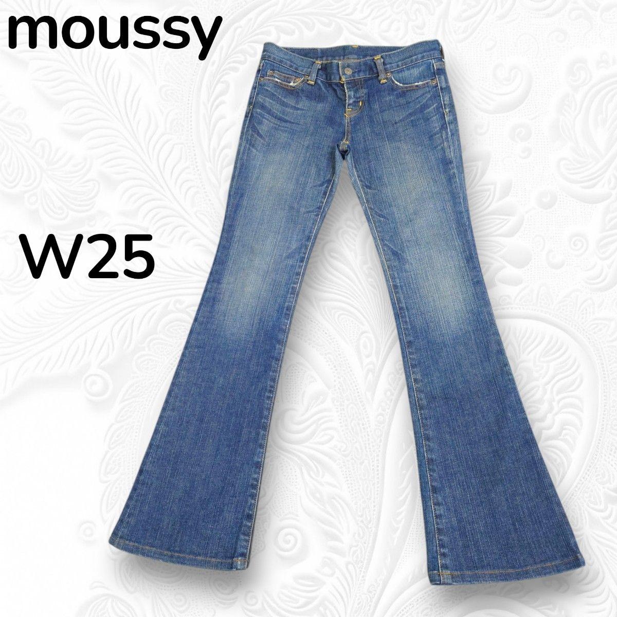 MOUSSY Flare Denim Boot Cut Bell Bottom Jeans W25 Y2K Faux Derrick