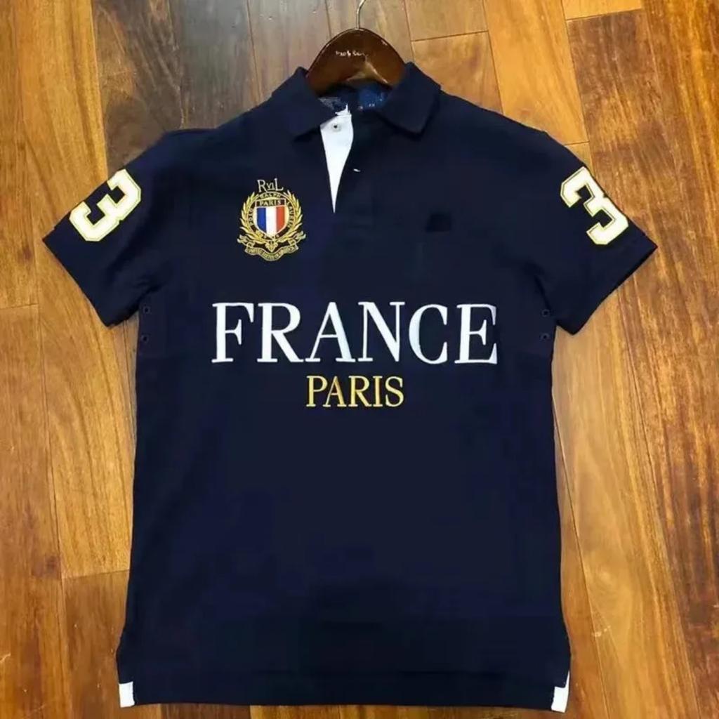 New Polos Shirts European and American Men's Short Sleeves Casual  Cotton Large Size Embroidered T-shirts