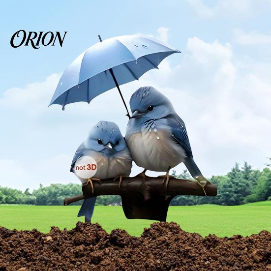 Yard Art for Flower Pots Blue Birds Garden Stake, Couple with Umbrella Romantic Sign Waterproof Outdoor Ornament Lawn Bed Decor Stakes