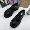 2025 New Derby Shoes Men's Niche High-end Summer Hand-woven Breathable Big Head Leather Shoes Casual Hole Shoes