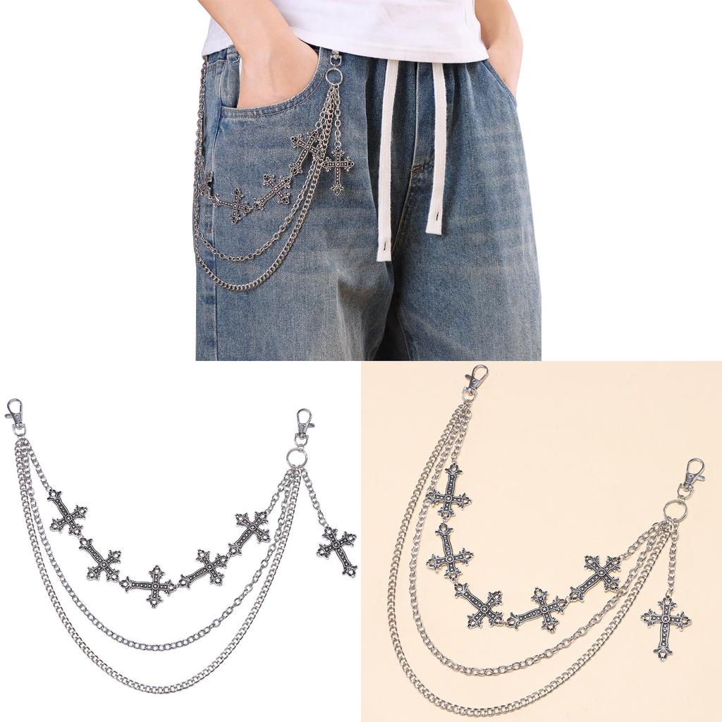 Metal Cross Belt Chain Hip Hop Accessory For Men Women With Lobster Clasp