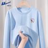 Huili Women's Light Blue Cotton Long-Sleeve T-Shirt