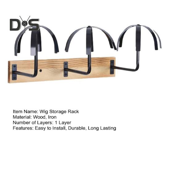 Wall Mounted Wig Hanger Rack Wooden Storage Organizer Strong Load-bearing Simple Installation Wig Display Holder