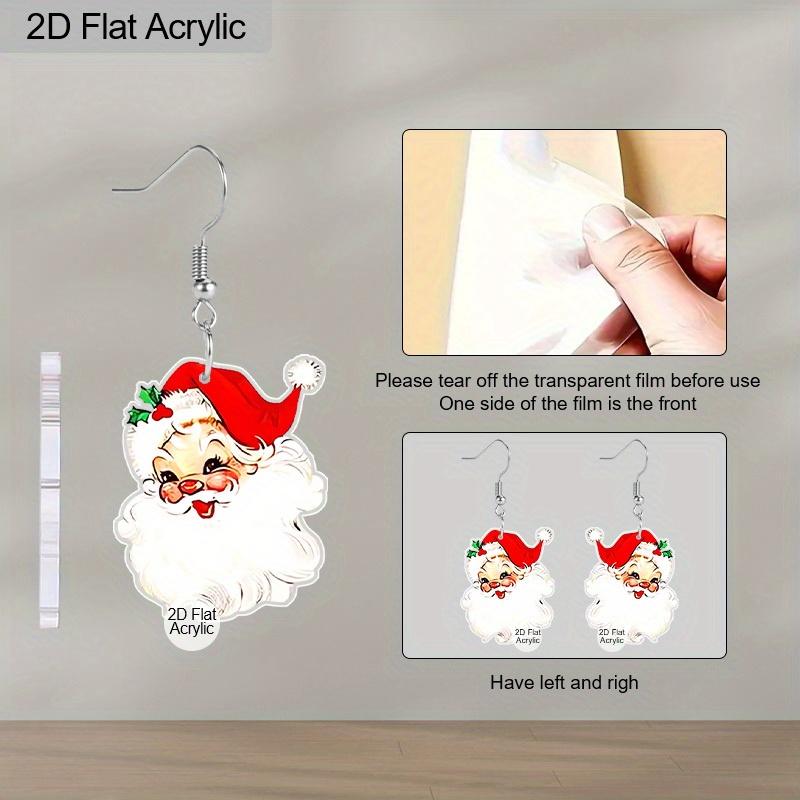 2D Flat Acrylic Christmas Earrings for Women Funny Lightweight Colorful Christmas Santa ClausDangle Drop Earrings Christmas Party Accessories Jewelry