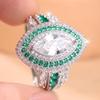 Gorgeous Two Colors Available Marquise White Green Zircon Statement Ring for Women Daily Wear and Party