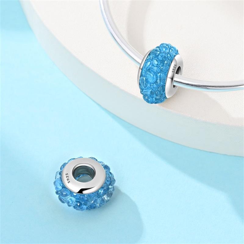 Classic Copper Yellow Blue Water Droplet Patterned Glass Charms Beads Fit Diy Bracelet Women Jewelry Gift