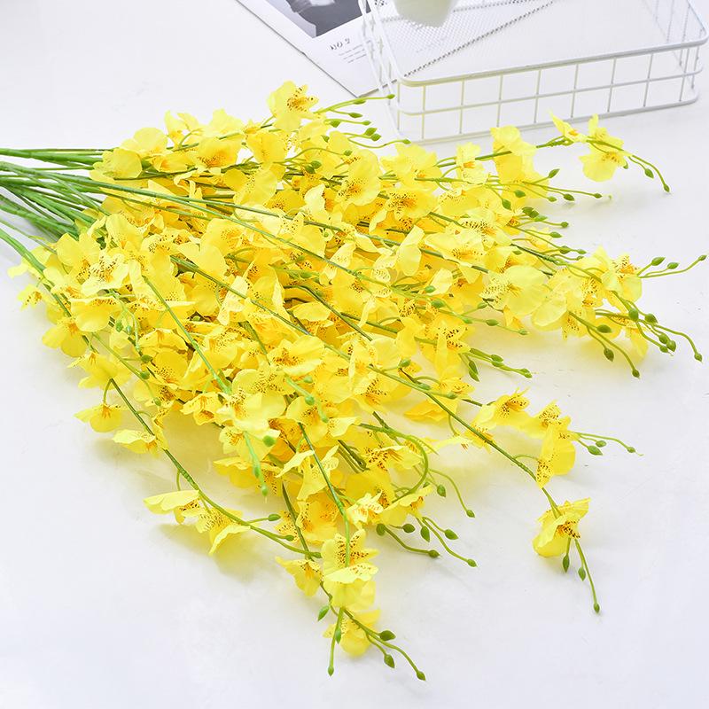 5-Fork Yellow Dancing Orchid Simulation High-End Flower Wedding Home Decoration Wenxin Phalaenopsis Fake Bouquet