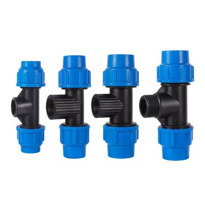 1/2 Zoll 3/4 Zoll 1 Zoll bis 20 mm 25 mm 32 mm PE-Rohr, T-Stück mit Verriegelung, Ackerland, Mikrobewässerung, Sprinkler, Bewässerung, PE-Rohr, Schnellanschluss-T-Stück