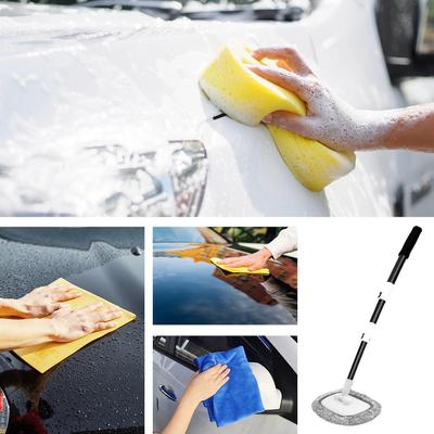 Car Wash Brush Car Cleaning Brush Telescoping Long Handle Mop Soft Hair Chenille Broom Universal Window Wash Auto Accessories