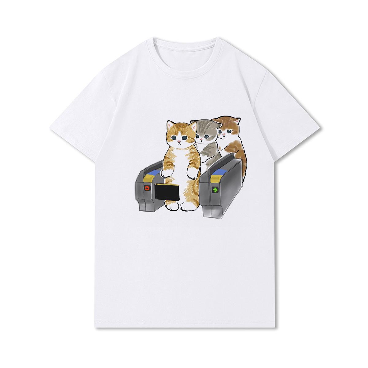 

Большие размеры Kawaii Cat Shark женские футболки с забавным принтом футболка для девочек с животными Y2K модные топы с принтом 90-х годов футболки