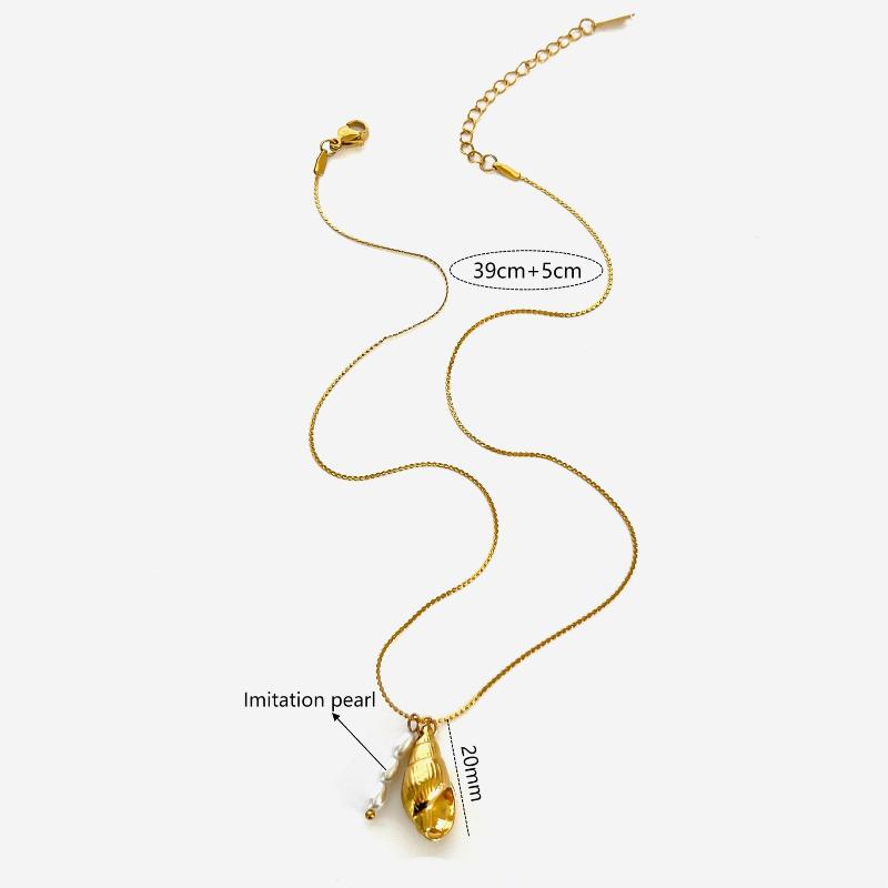 

1/3Pcs Fashion Ocean Style Stainless Steel Shell Conch Starfish Imitation Pearl Pendant Necklaces Women Beach Holiday Jewelry A2