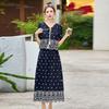 Summer New Top Slim and Thin High Waist Skirt Embroidered Flower Two-piece Suit Skirt Women