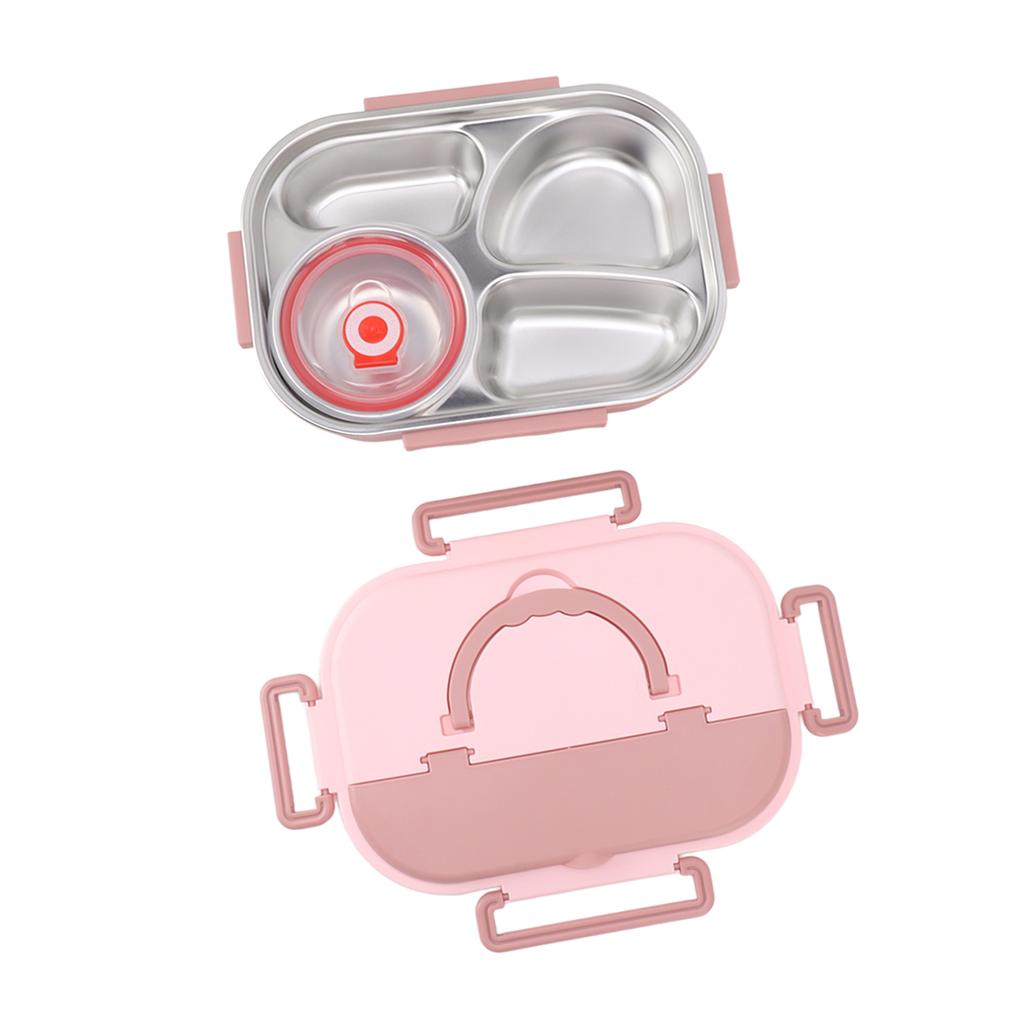 Stainless Steel Insulated Lunch Box 4 Grid Corrosion Prevention Rustproof Portable Bento Box for