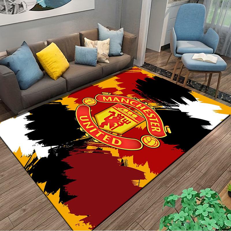 "Manchester United Logo Carpet with Red and Black Abstract Design" Suitable for Use As an Anti-slip for Living Room Bedroom Sofas