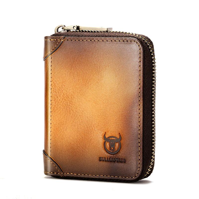BULLCAPTAIN Leather Men's Key Bag Wallet  Fashion Storage Bags Car Cover Compact Mini Card Holder Coin Purse Man Butler Keychain
