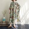 Dimanaf 2025 Summer Women Plus Size Loose Dress Vintage Floral Casual Buttons Long Dress New Oversized