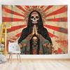 2D Holy Death Skull Tapestry Retro Mexican Aesthetic Background Cloth