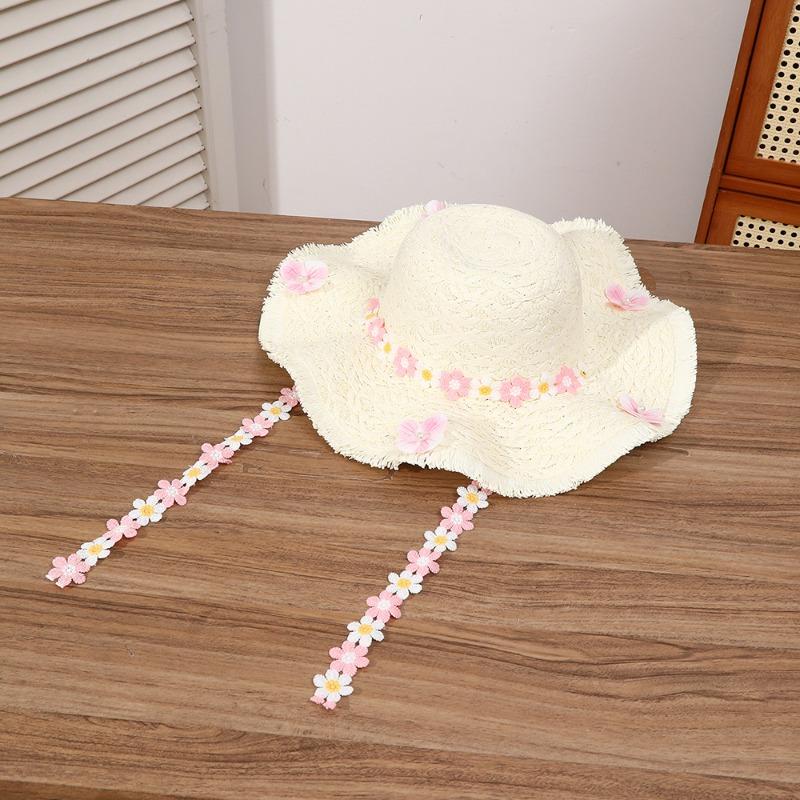 Summer Bow Sun Hat Female, Seaside Beach Vacation Sun Hat Outdoor Big Brim Sun Hat Sweet Straw Hat