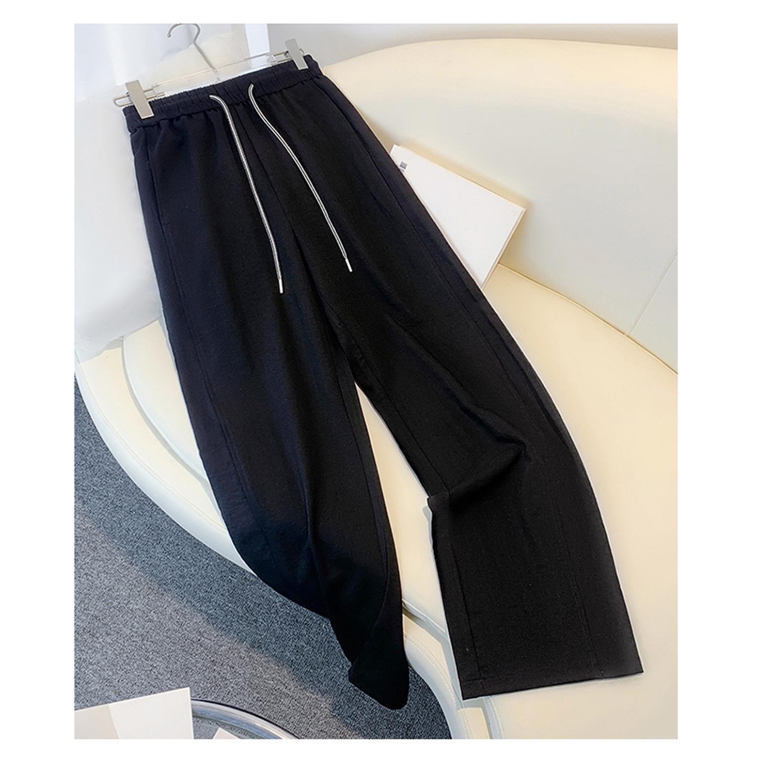 

Women s Elastic Waist Cotton Linen Slimming Pants - Spring/Autumn 2025 Collection Size 29 for 115-125 jin чёрный