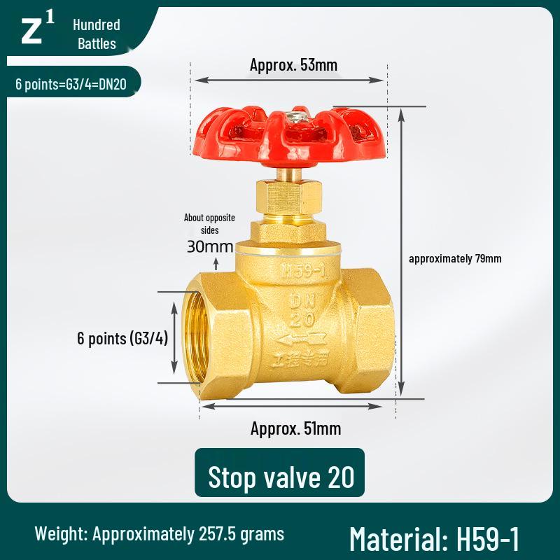 Thickened Copper Gate Valve for 1/2", 3/4", 1" Pipes - Compatible with Solar, Hot Water, and Air Conditioning Systems