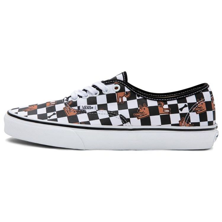 Vans Wallpaper Authentic Checkerboard Dog Print Low Top Canvas Shoes Unisex Sneakers Black White VN0A5KS9BP6