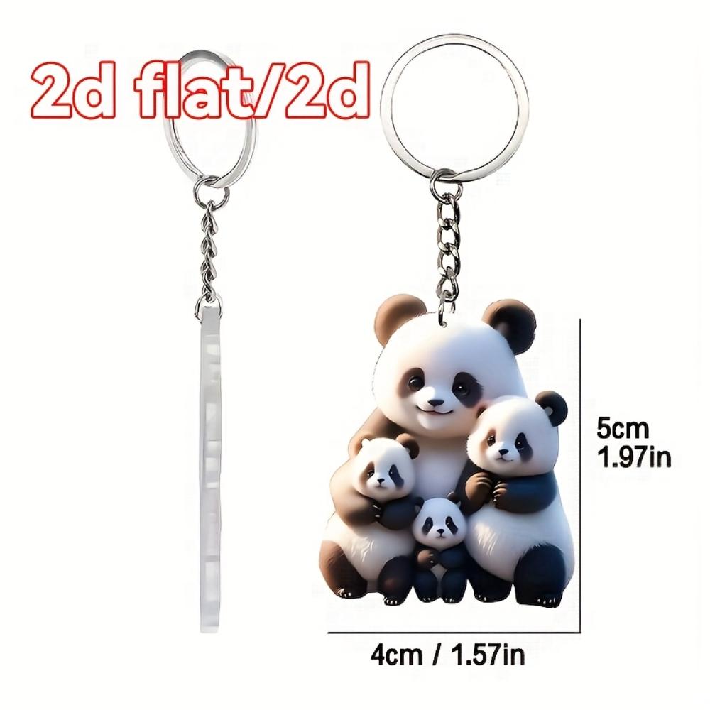 2d flat acrylic keychain pendant, Christmas decorative chain, flat decorative pendant pendant  red panda family photo pendant acrylic keychain pendant
