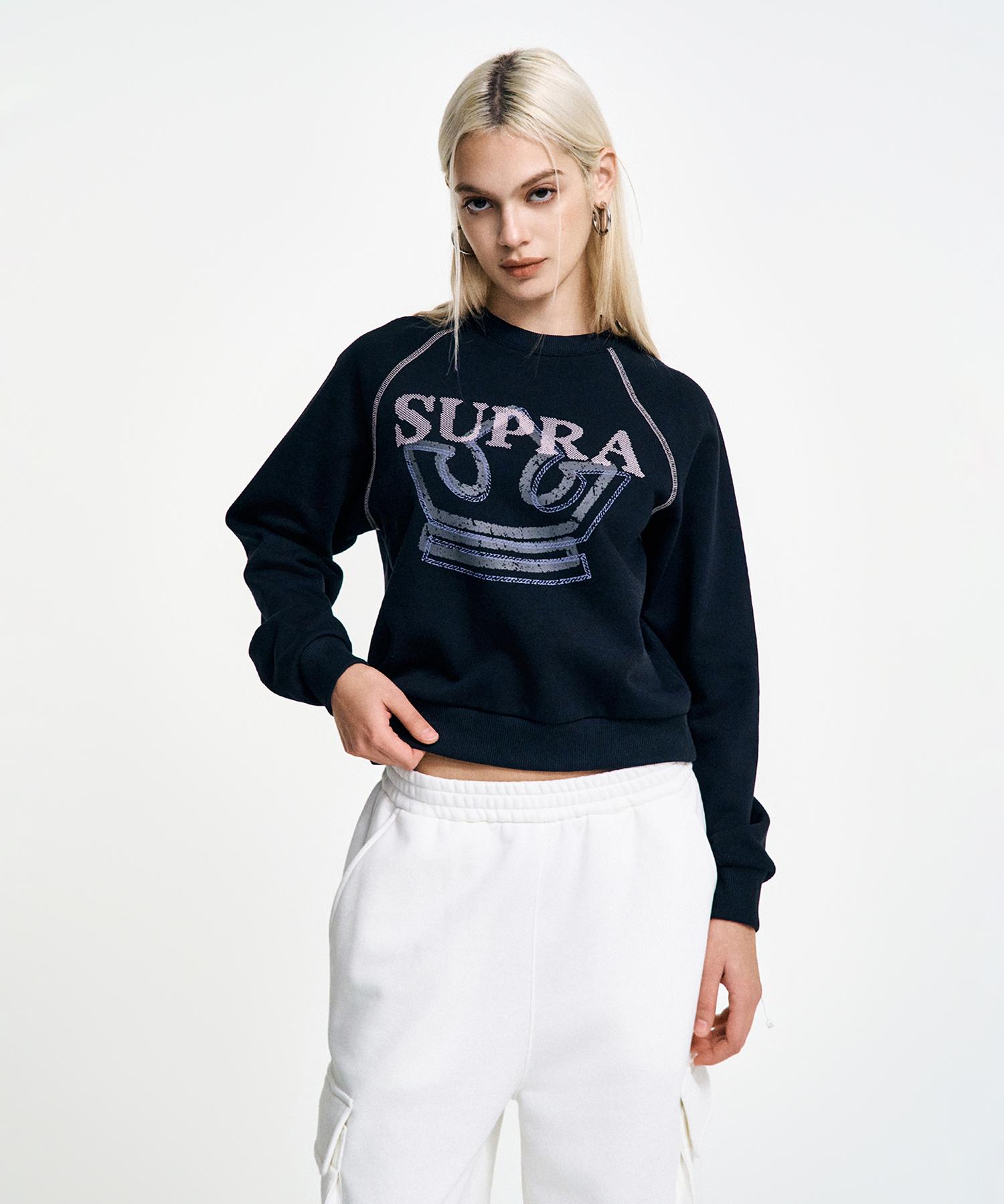Женская укороченная толстовка Supra с принтом Crown (черный) Pkd/M