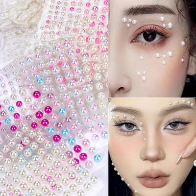 Nail Art Perlová Nálepka ABS Bílá Perlová Nálepka Diamantová Hudební Festival Make-up Dekorace Nálepka na Obličej Diamantové Šperky Dodává se s Lepidlem