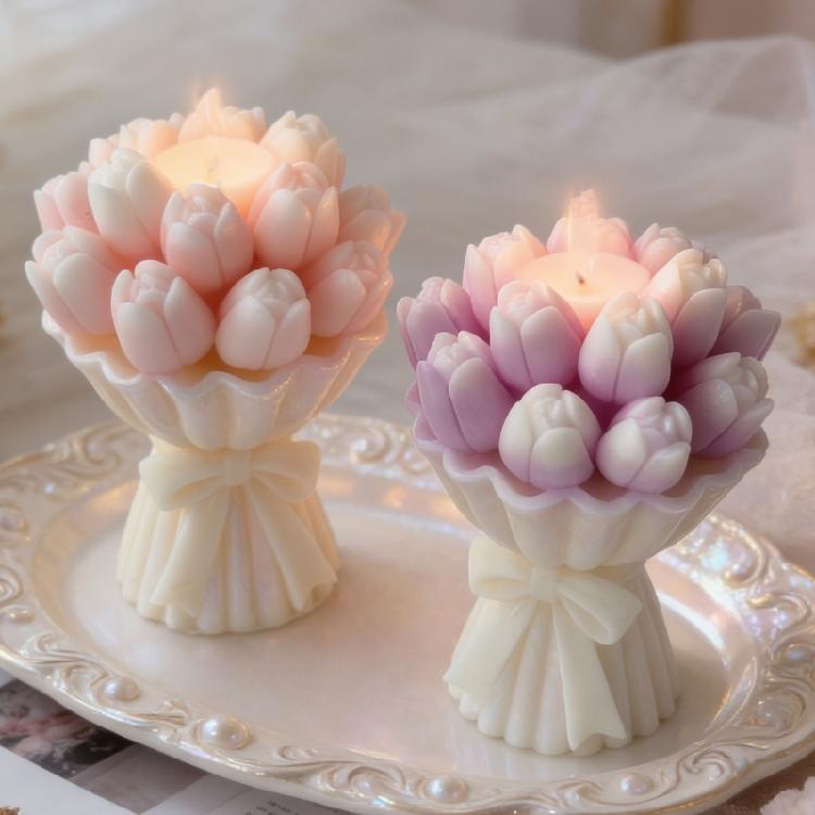 Food Grade Silicone Candle Mould For Tulips Bouquet Aromatherapys Craft Tool for Family Activity and Weddings