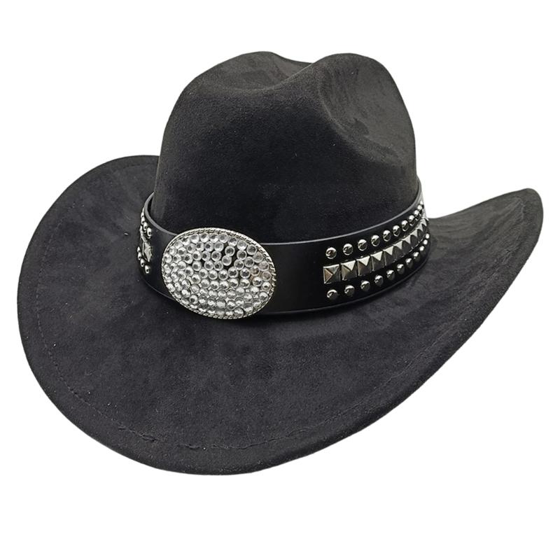 Sueded Cowboy Cap with Wide Brims for Women Men Enhancing Durability Comfort Wear for Music Festival Party Essential