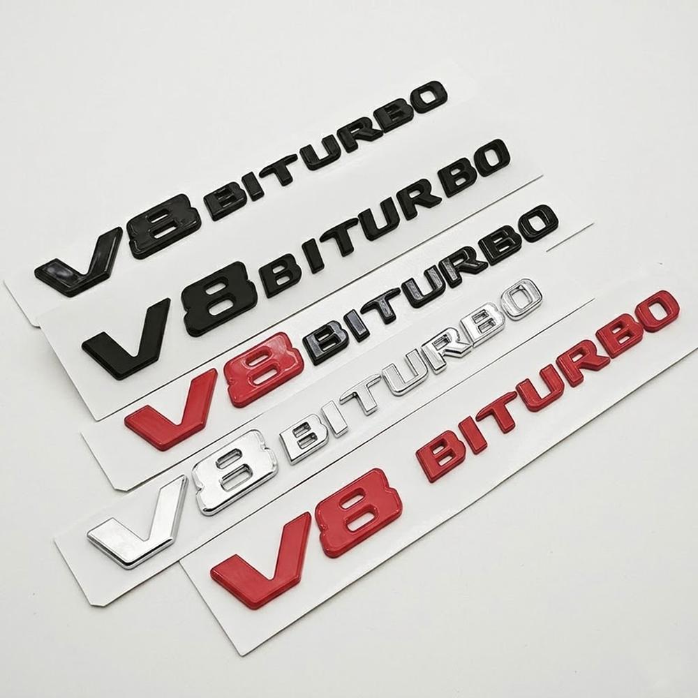 ZGAP4 3D ABS Chrome Logo V8 BITURBO Emblem Car Fender Side Badge Decal For Mercedes Benz AMG C63S C63 E63 G63 G500 Sticker Accessories