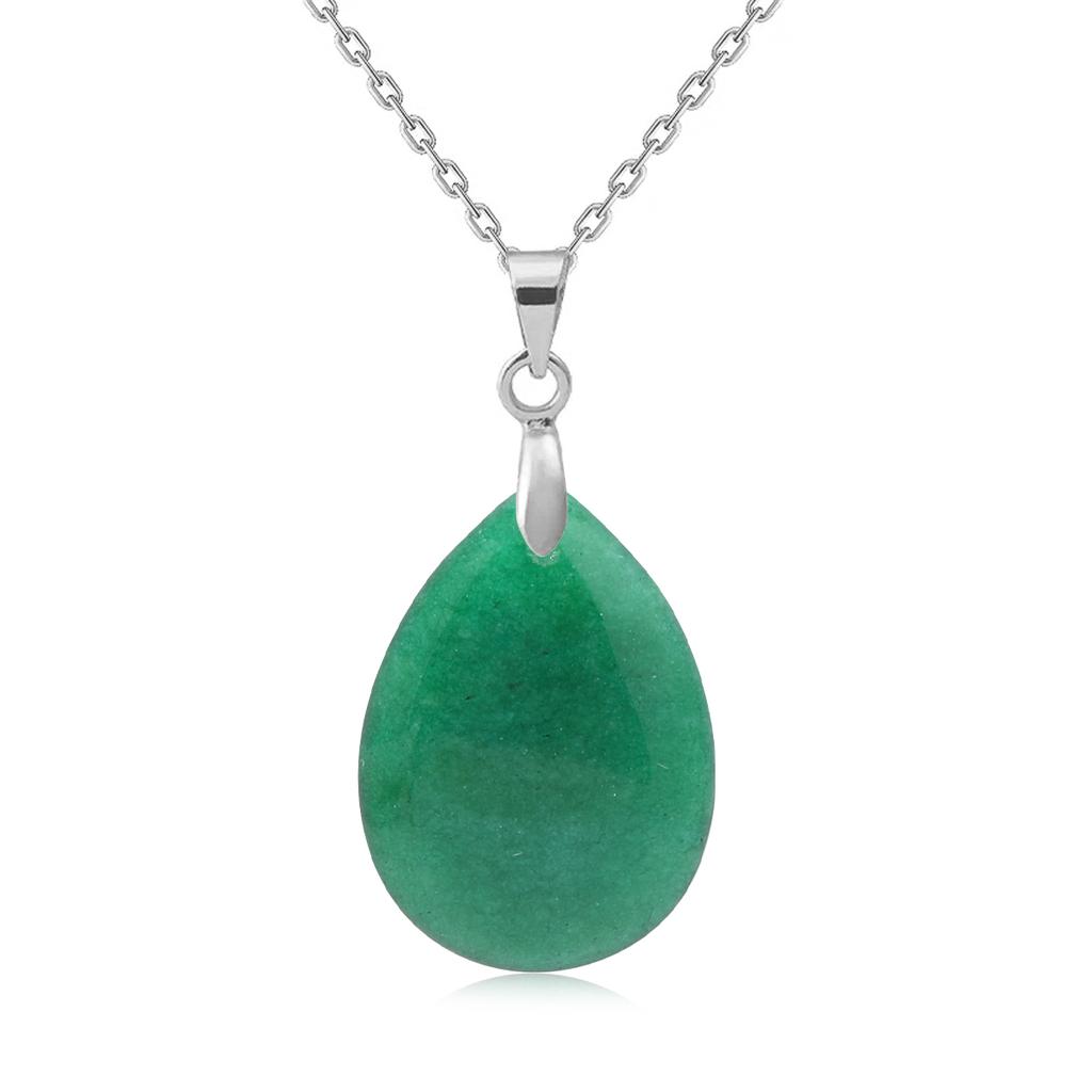 New Fashion Natural Stone Crystal Pendant Teardrop Simple Pendant Necklace Earrings Making Jewelry With Chain Collar