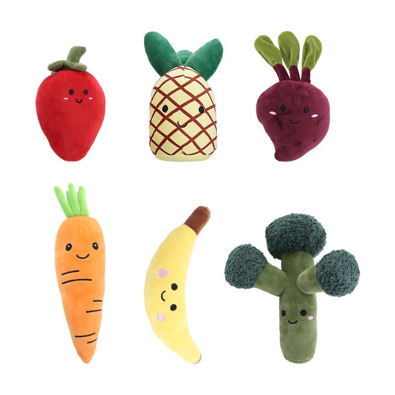Interactive Plush Fruit & Vegetable Chew Toys for Dogs - Self-Entertainment & Early Education