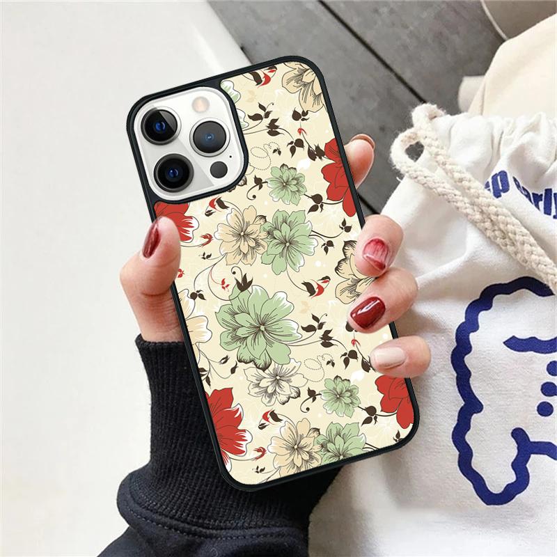 Vintage Leaves Flower Phone Case For iPhone 17 Air 15 16 Cover  11 13 14 Pro Max 12 Plus Max Fundas