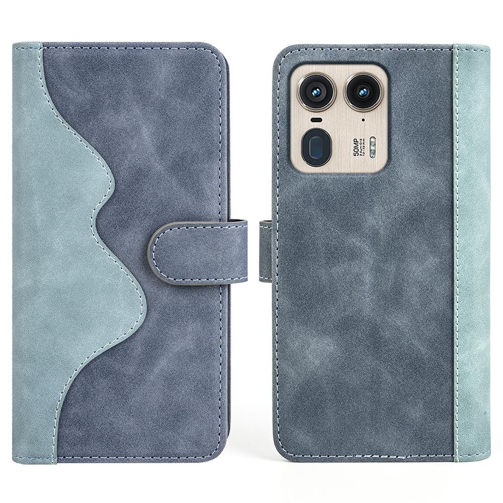 

For Motorola Edge 50 Ultra 5G/Moto X50 Ultra 5G Case Flip Folio Wallet Leather Phone Cover Splicing Color Blue