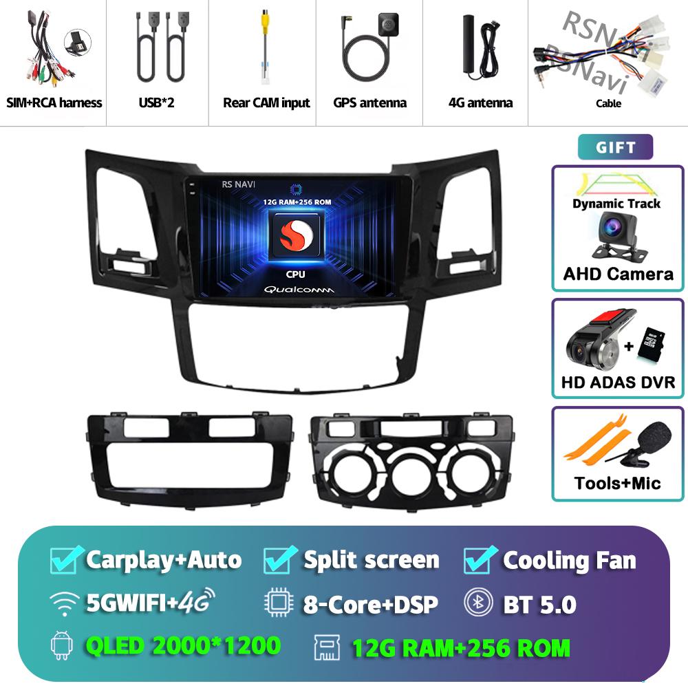 Android 14 Carplay Auto For Fortuner Hilux 2005 - 2014 Car Radio Player Multimedia Stereo Navigation 4G+WIFI Head Unit AI Voice