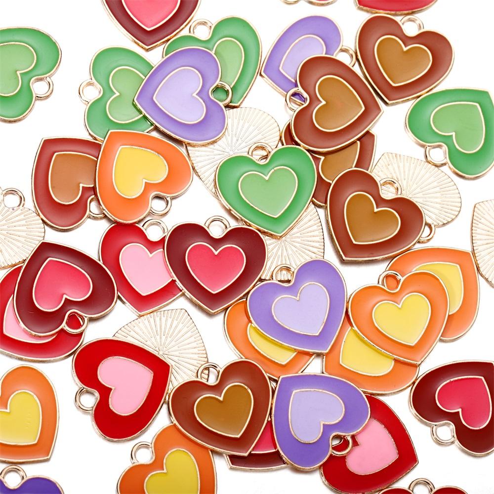 10pcs/bag Colorful Flower Heart Charms Pendants Enamel Metal Necklace Bracelet Charm For DIY Jewelry Making Supplies Accessories