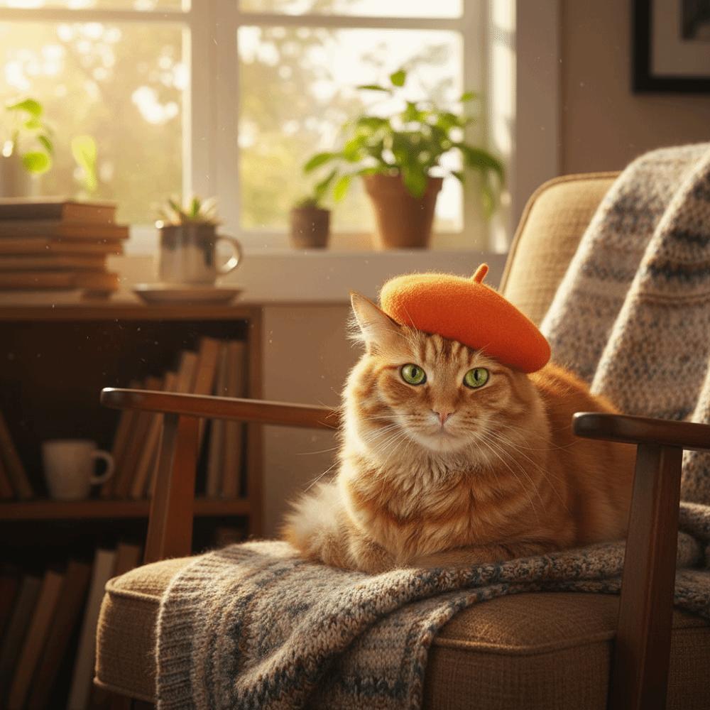 Breathable Pet Headwear Adjustable Pet Painter Hat Cat Beret Hat Photos Sessions