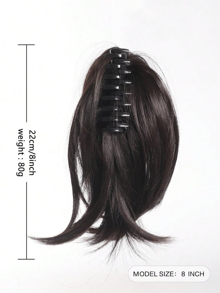 Synthetic Claw Clip Ponytail Extension 8-inch Short Curly Ponytail Hair Piece For Women's Daily Use