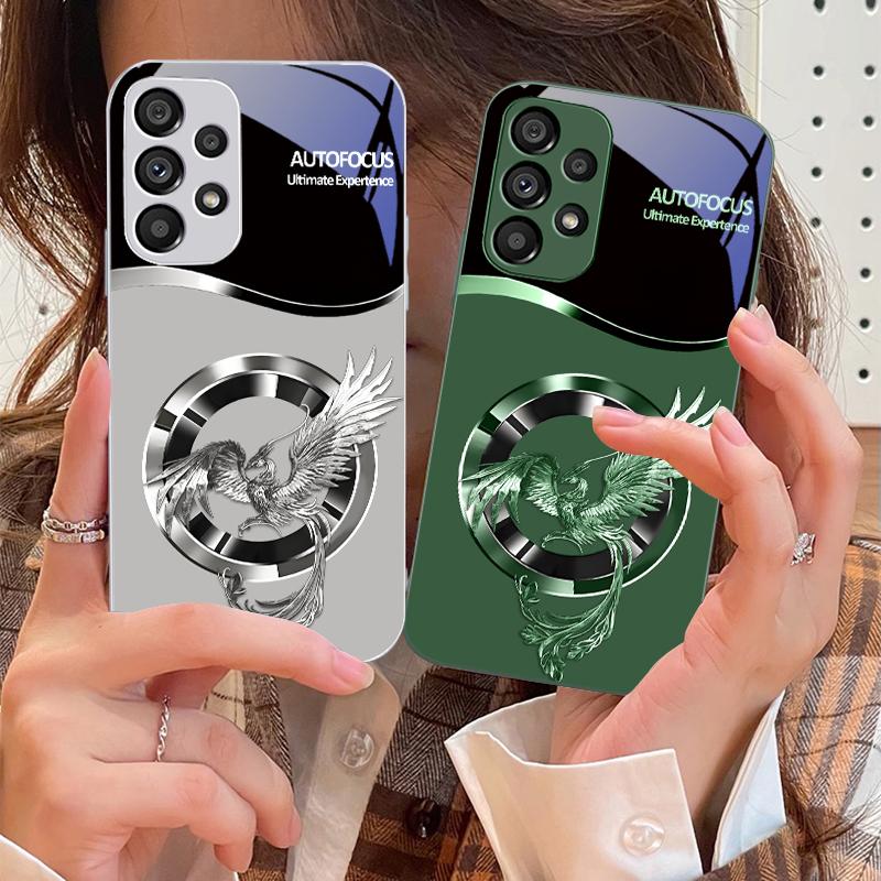 Handsome Pink Phoenix For Samsung S25 S25 Edge S25Ultra S8 9 S10 20 U ltra S21 Pro S22 Plus S23 FE S24 Ultra Glass Phone Case