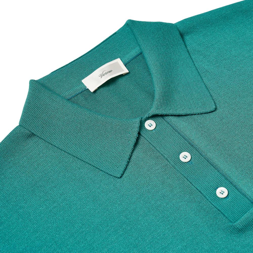 VERNO [Casual] Linen Like Button Polo Knit Emerald