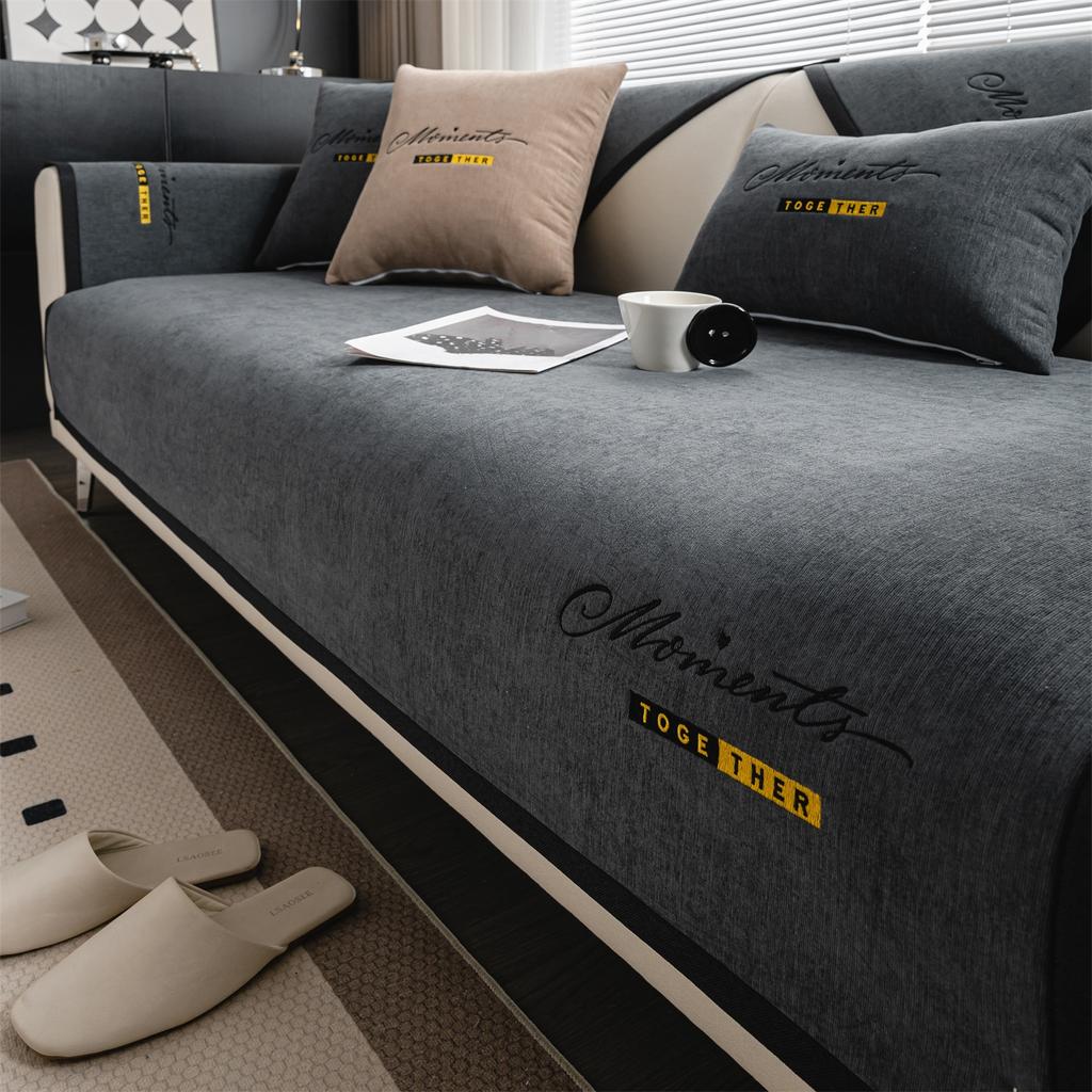 1pc Embroidery Luxury Non-Alip Chenille Sofa Cover for Living Room Couch Cushions Towel All Seasons Furniture Protector