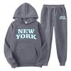 Mens Hooded Tracksuit Set Long Sleeve Sweatshirt Fleece Lined Casual Sportswear