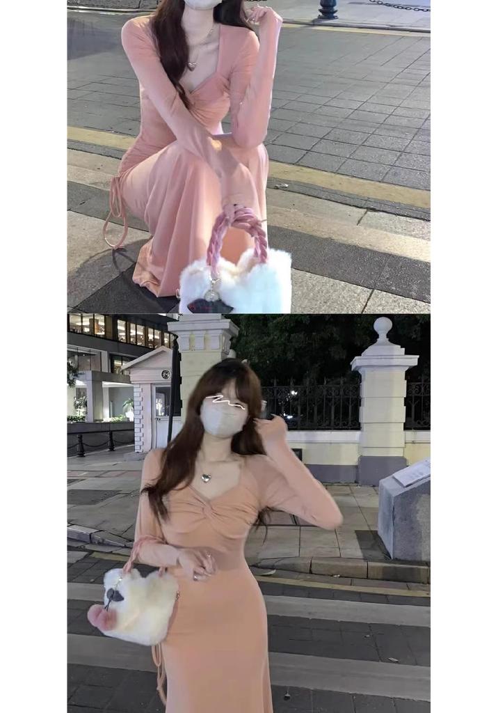 2024 Autumn/Winter French Waist-Cinching Hepburn Style Long-Sleeved Slimming Base Layer