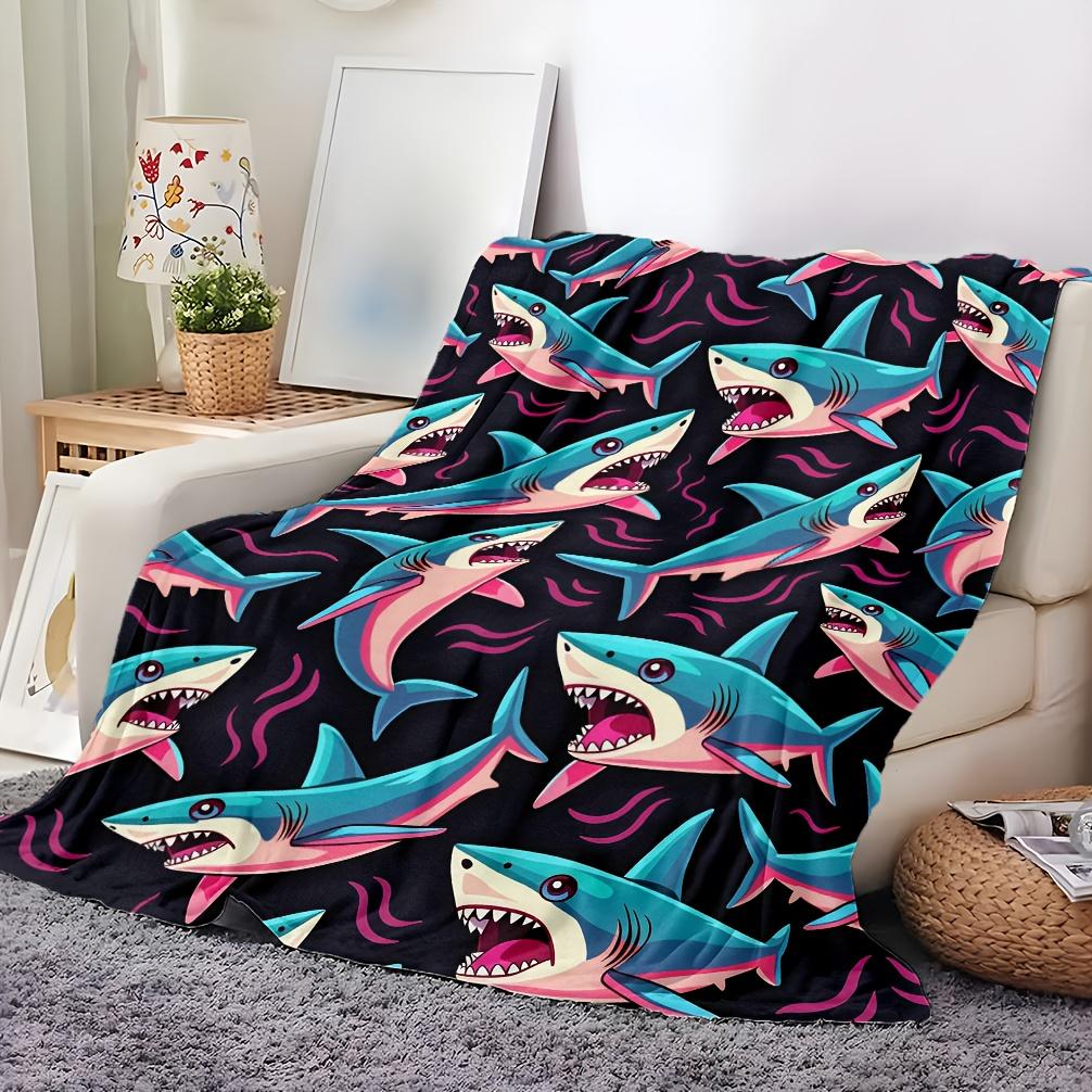 Gemütliche Flanelldecke im Haifisch-Design - Weich, Atmungsaktiv, 100% Polyester mit Lebendigem HD-Digitaldruck, Ganzjahreskomfort für die Familie