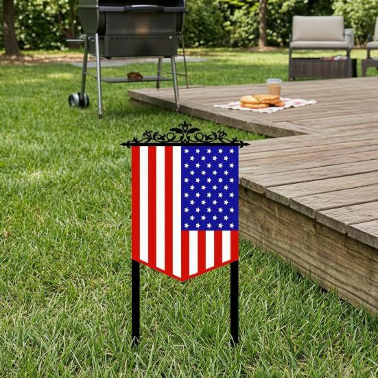 Fourth of July Garden Stake Stars And Stripes Eagle Yard Art Stake American Patriotic Stake for Backyard Lawn Decoration